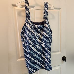 Lands' End Blue and White Tankini Top